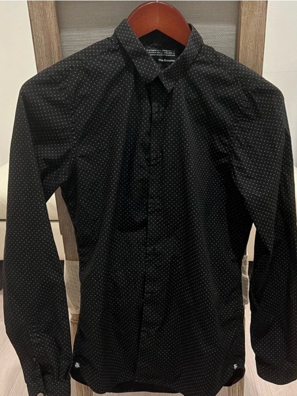 The Kooples XS Fitted Dress Shirt Black with Pattern